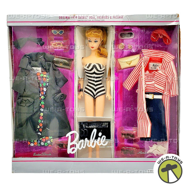 Barbie 35th Anniversary 1959 Reproduction Doll and Fashions Package 1993 NEW