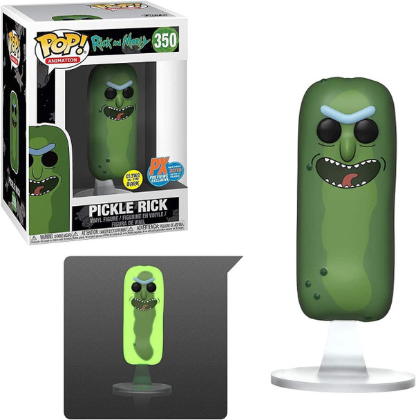 Rick and Morty Funko Pop Animation Rick and Morty 350 Pickle Rick Glow-in-the-Dark Vinyl Figure