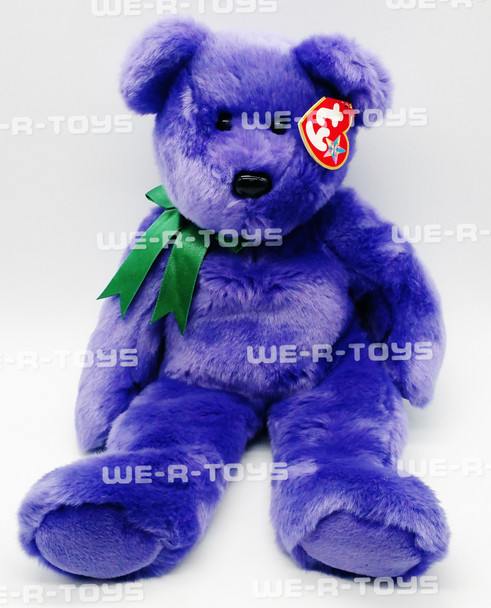 Ty Beanie Buddy Purple Employee Bear 14" Plush Toy W/ Tag 2000 NEW
