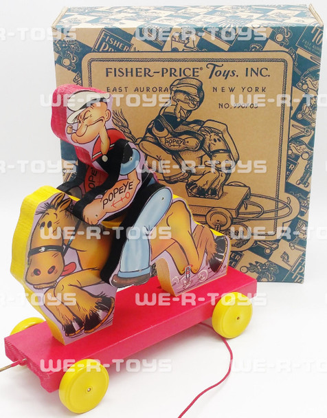 Fisher-Price Popeye Cowboy Pull Toy Blue Box 1999 No 990705 Made In USA NEW