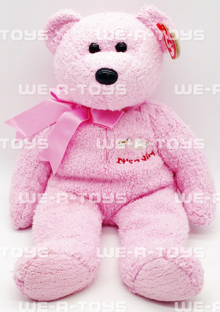 Ty Beanie Buddy It's A Girl Pink Bear 14" Plush Toy W/ Tag 2002 NEW