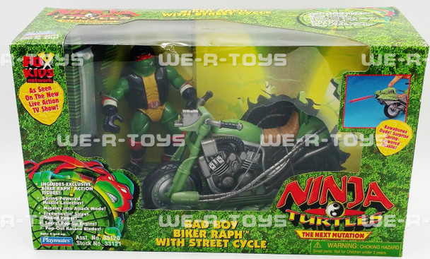 TMNT Ninja Turtles The Next Mutation Bad Boy Biker Raph With Street Cycle NRFB