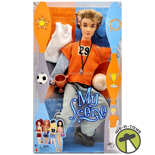 Barbie 2003 My Scene 12 Inch Doll - HUDSON with Soccer Ball, Sunglasses, White Tank Top and Trophy