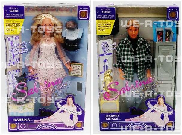 Sabrina the Teenage Witch Lot of 2 Sabrina & Harvey Kinkle Dolls Kenner 1997 NEW