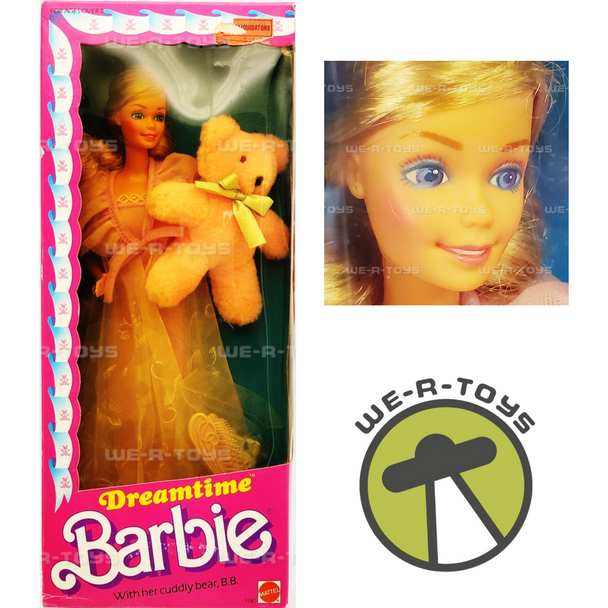 Dreamtime Barbie Doll With Her Cuddly Bear B.B. Mattel 1984 No. 9180 NRFB (2)