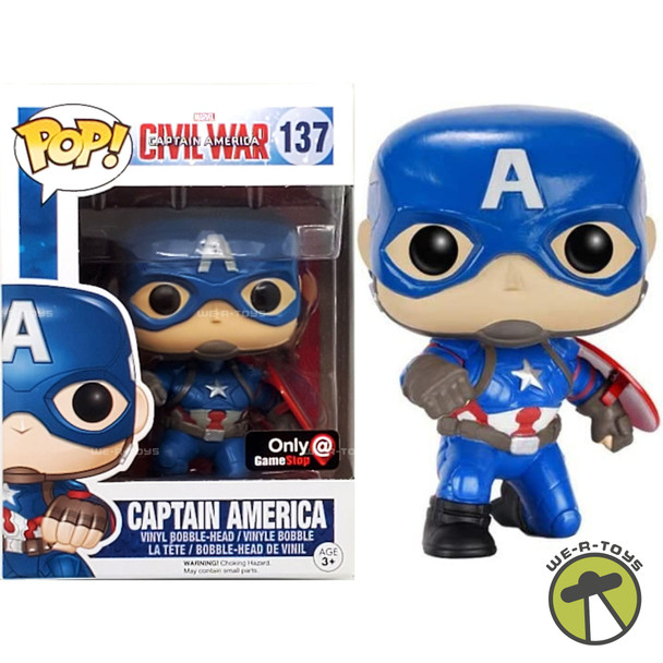 Funko Pop Marvel 137 Captain America Civil War GameStop Exclusive Vinyl Figure