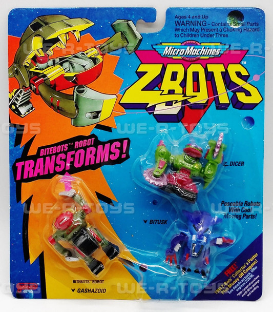 Micro Machines Z-Bots BiteBots Robot Gashazoid Set Galoob 1993 No. 65700 NEW