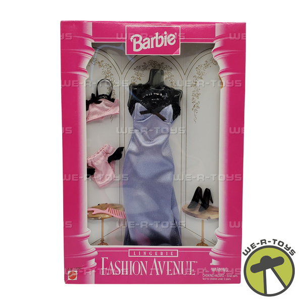 Barbie Fashion Avenue Lingerie No. 14292 Shiny Purple Dress & Accessories NRFB