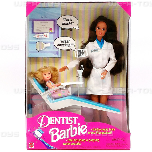 Dentist Barbie Doll Brunette with Little Patient Kelly Set 1997 Mattel #17707