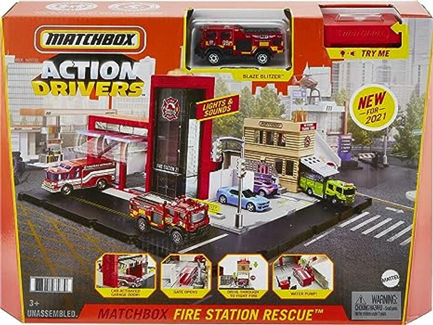 Matchbox Action Drivers Fire Sation Rescue Cars Playset 1 Matchbox Toy Firetruck