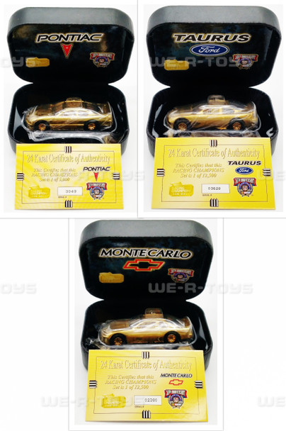 Racing Champions NASCAR 24K Gold Pontiac, Taurus and Monte Carlo Lot of 3 NEW