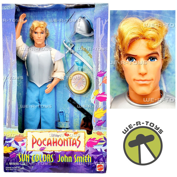 Disney's Pocahontas Sun Colors John Smith Doll 1995 Mattel 13329