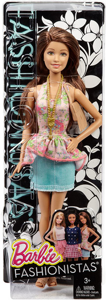 Barbie Fashionistas Teresa Doll Floral Top Denim Skirt 2014 Mattel CFG14