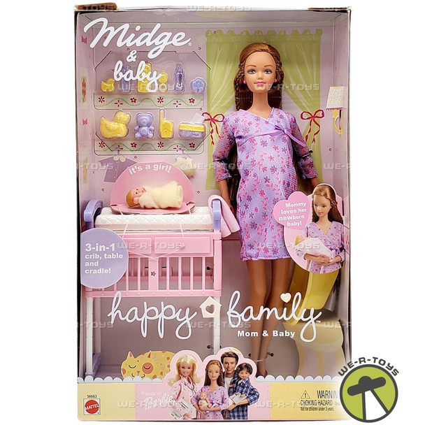 Barbie Happy Family Pregnant Midge & Baby Purple Gown 2002 Mattel 56663