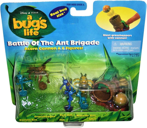 Disney Pixar A Bug's Life Battle of the Ant Brigade Acorn Cannon & 6 Figures