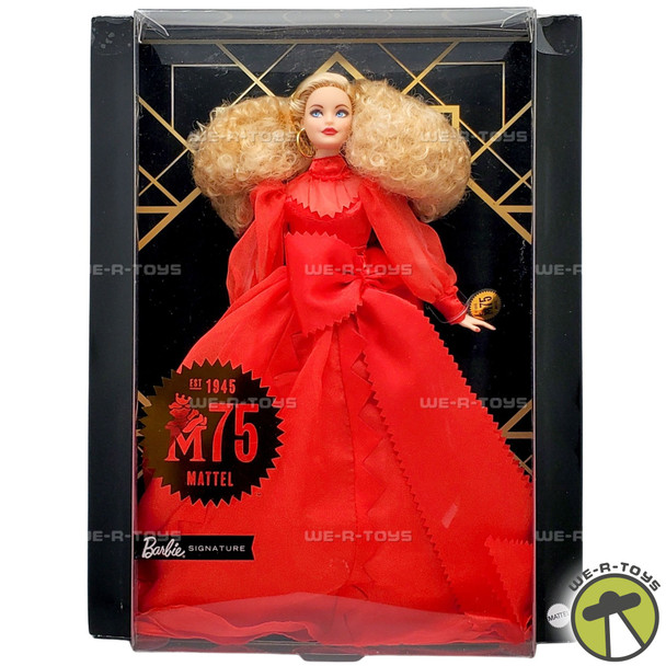 Barbie Signature 75th Anniversary of Mattel Doll Curly Blonde Hair 2020 GMM98
