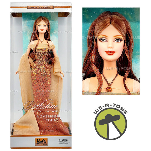 November Topaz Birthstone Collection Barbie Doll Auburn Hair 2002 Mattel B2396