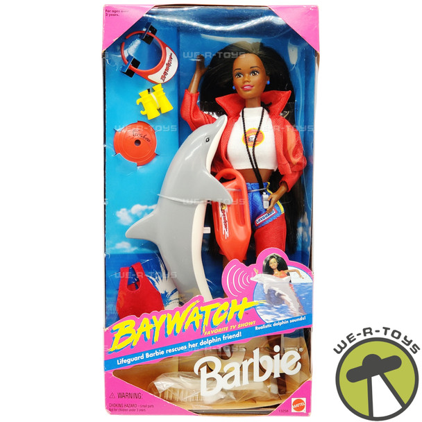 Barbie Baywatch Lifeguard African American Doll With Dolphin Mattel #13258 NEW