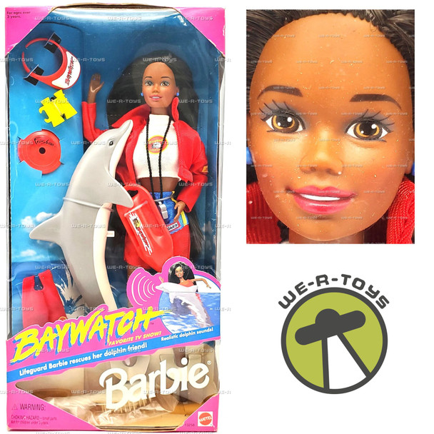 Barbie Baywatch Lifeguard African American Doll With Dolphin 1994 Mattel #13258