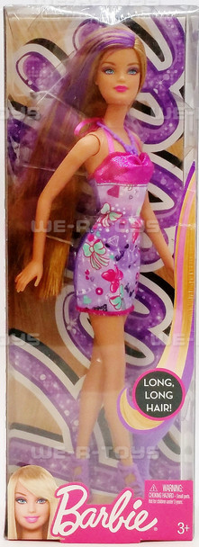 Hairtastic Purple Dress Blonde Hair Barbie Doll 2012 Mattel #X7885 NEW