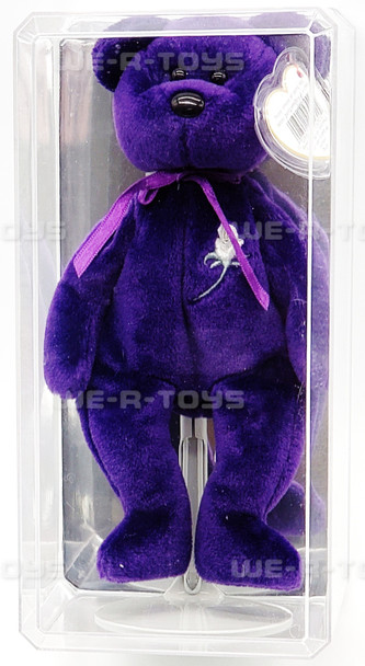 TY Beanie Baby Princess Diana Purple Bear 1997 With Mirrored Case and Tag NEW