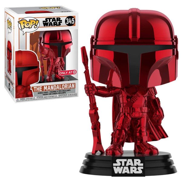 Funko POP Star Wars Red Metallic #345 The Mandalorian Bobble Head Vinyl Figure