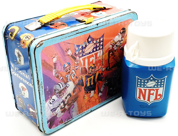 NFL National Conference Metal Lunch Box Thermos Brand 1978 USED