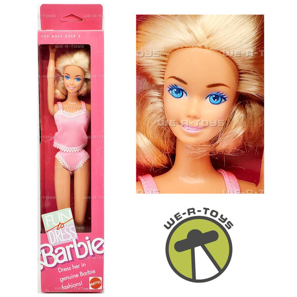 Fun to Dress Barbie Doll in Pink Cami Top & Panties Blonde 1989 Mattel 4808