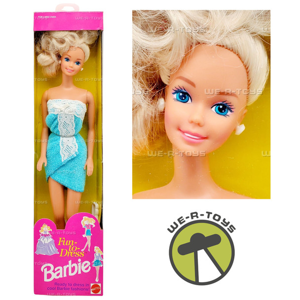 Fun to Dress Blue Bath Towel Wrap Barbie Doll 1992 Mattel 3240