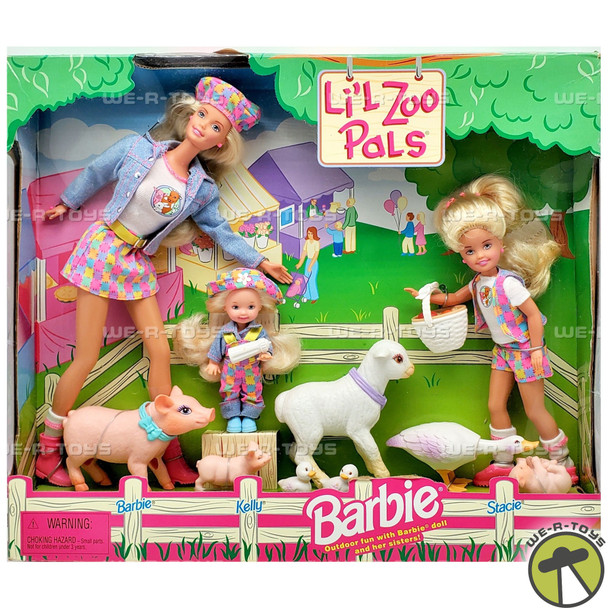 Li'l Zoo Pals Set with Barbie Kelly & Stacie Dolls 1998 Mattel 19625