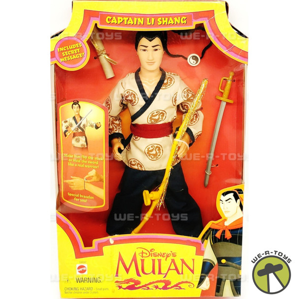 Disney's Mulan Captain Li Shang Doll With Secret Message Mattel 1997 #18897 NRFB