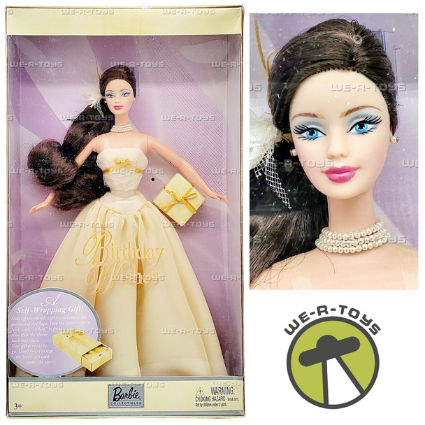 Birthday Wishes Yellow Dress Brunette Barbie Doll 2003 Mattel B9786