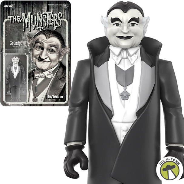 The Munsters Grandpa 3.75" ReAction Figure Grayscale Super7