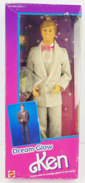 Barbie 1985 Dream Glow Ken Doll Starry Vest & Corsage Glow Mattel 2250 NRFB 2