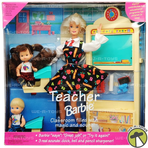 Teacher Barbie Doll Brunette Girl Blond Boy No. 13914 Mattel 1995 NRFB