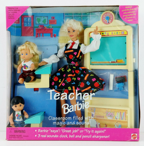 1995 Recalled Teacher Barbie Doll & Kids Set Mattel No. 13914 NRFB 1