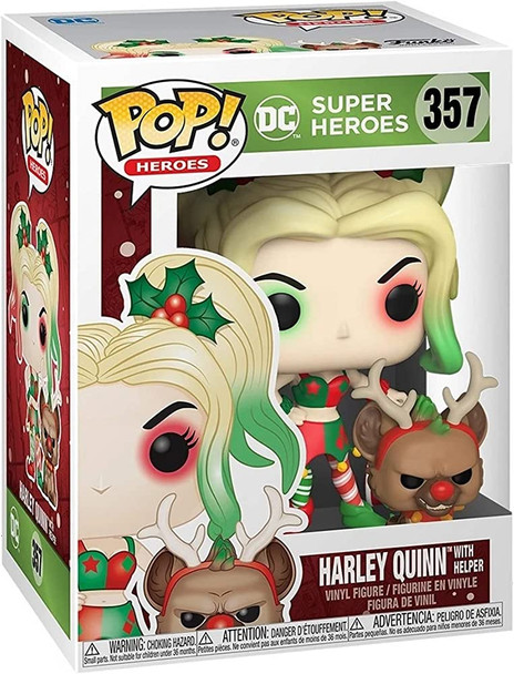 Funko Pop DC Super Heroes 357 Holiday Harley Quinn with Helper Vinyl Figure 2020