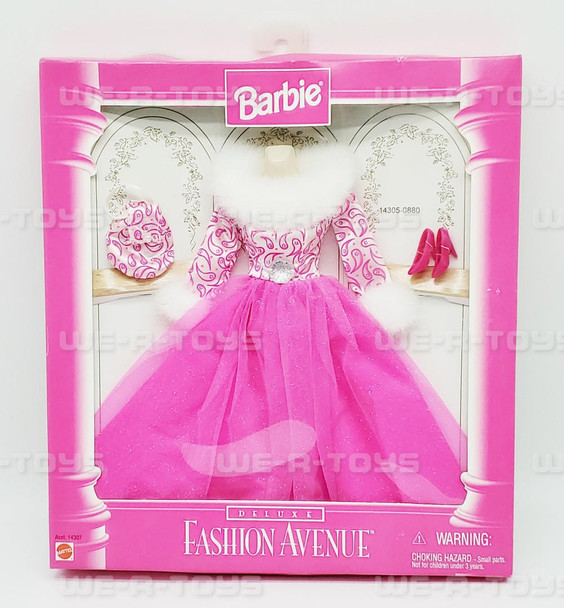 Barbie Fashion Avenue Deluxe 14307 Sparkling Pink Gown with Fur 1996 Mattel NRFB