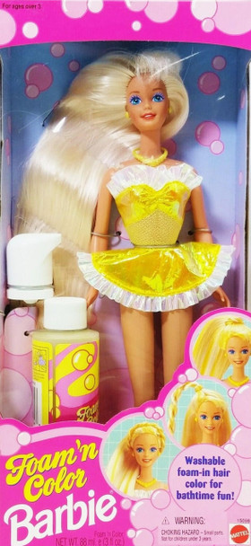 Barbie Foam 'n Color Barbie Doll in Yellow Dress 1995 Mattel 15098