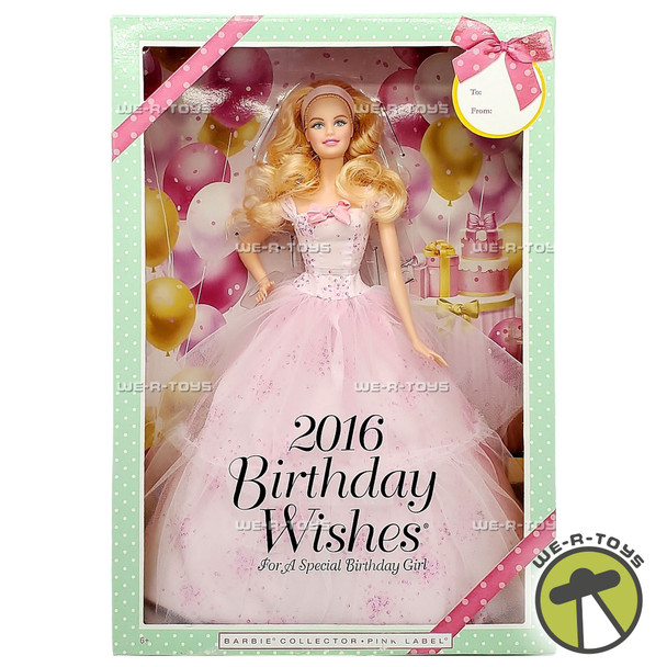 Barbie 2016 Birthday Wishes Collector Doll Pink Label Mattel DGW29