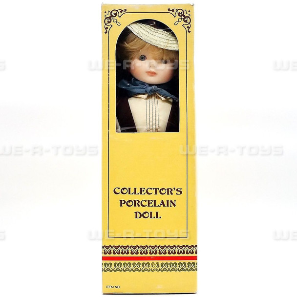 Duck House Collector's Porcelain Doll Blue Brown Outfit & Hat