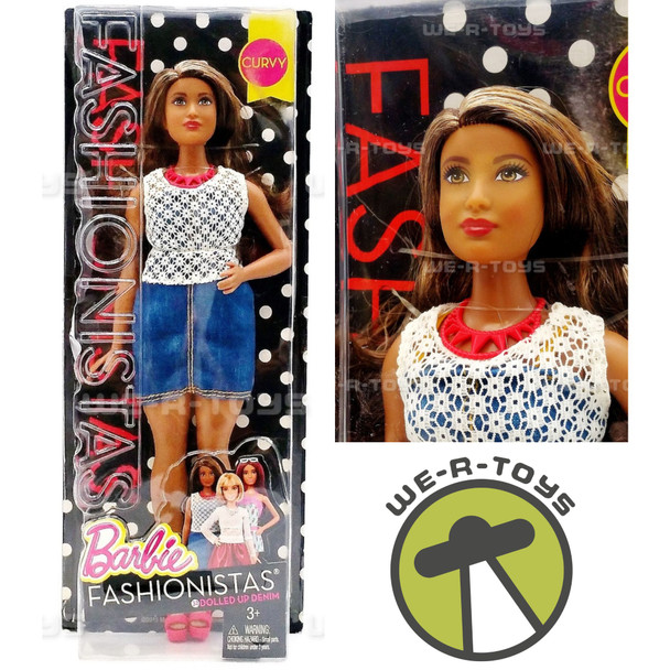 Barbie Fashionistas Doll #32 Dolled Up Denim Curvy 2015 Mattel DPX68