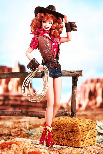 Way Out West Barbie Doll Pin-Up Girls Collection Redhead Gold Label Mattel J0934