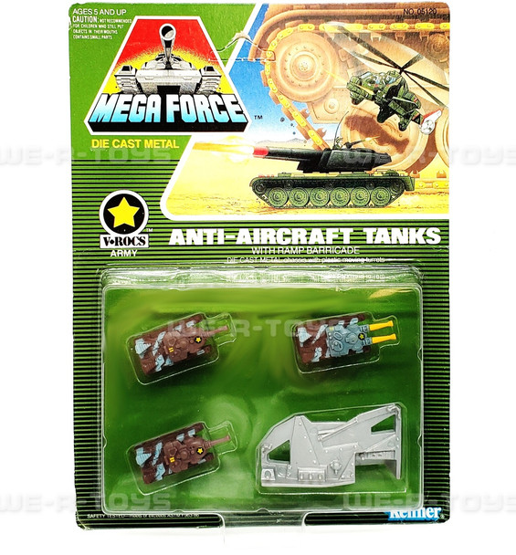 Mega Force V-Rocs Anti-Aircraft Tanks With Ramp Barricade No. 5120 Unpunched