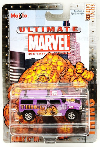 Maisto Ultimate Marvel Series 1 #17 Hummer H2 SUV Thing Die-Cast Vehicle NRFP