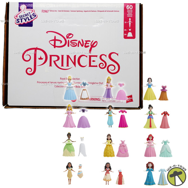 Disney Princess Secret Styles Royal Ball Collection 12 Small Dolls W/ Dresses