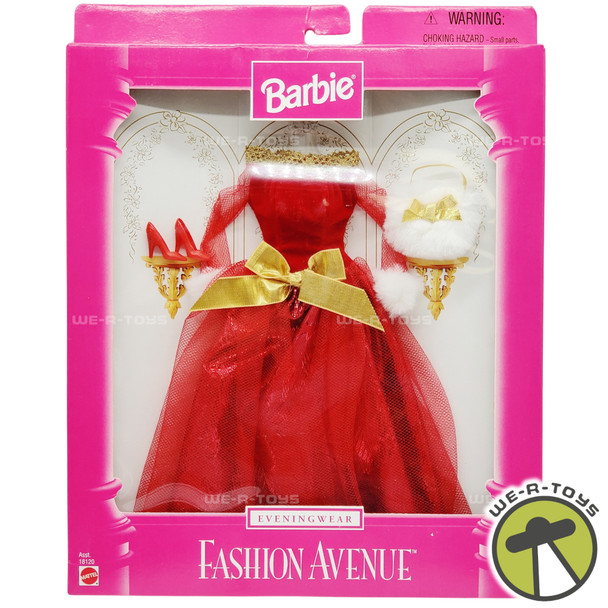 Barbie Fashion Avenue Evening Wear Red & Gold Dress 1997 Mattel 18120 NRFP