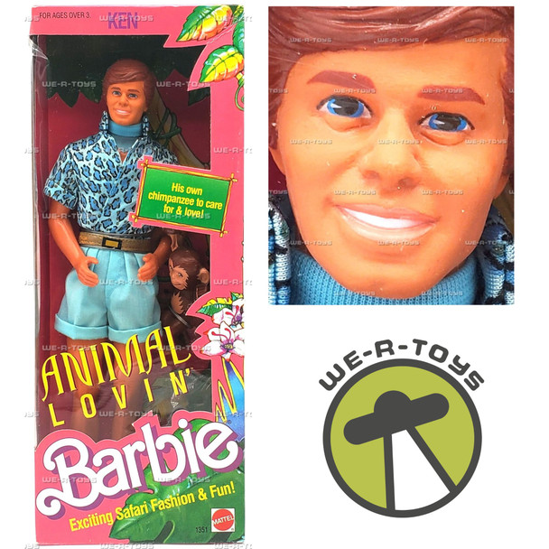 Barbie Animal Lovin' Ken Doll & Chimpanzee 1988 Mattel #1351 NEW