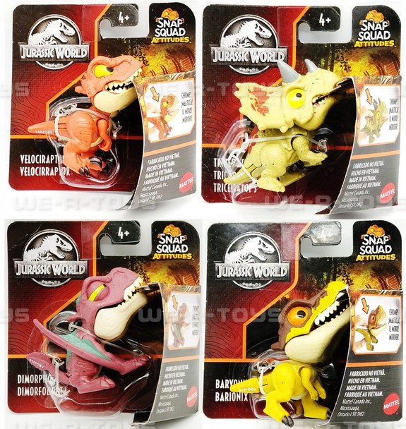 Jurassic Park Jurassic World Snap Squad Attitudes Lot of 4 Action Figures Mattel 2021 NRFP