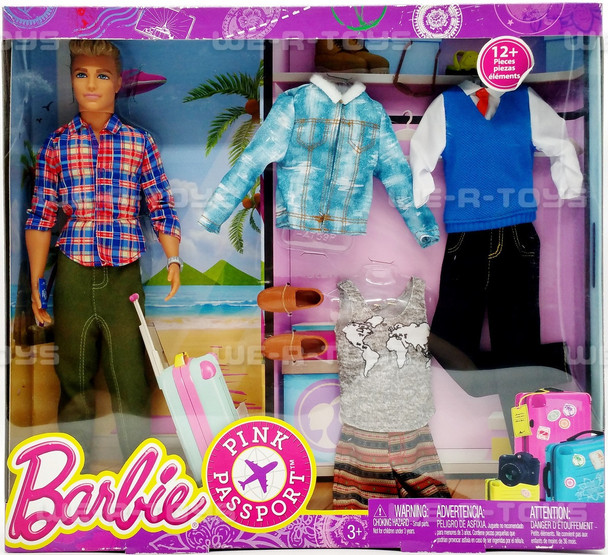 Barbie Pink Passport Ken Fashion Doll Gift Set 2015 Mattel DMR49